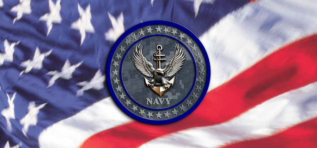 American Flag with Medallions Navy